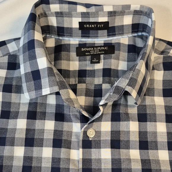 Banana Republic | Shirts | Banana Republic Long Sleeve Grant Fit Black And  White Button Down Mens Shirt L | Poshmark